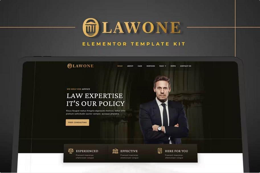 LAWONE – LEGAL & LAW FIRM ELEMENTOR TEMPLATE KIT
